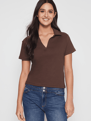 Polera Cuello Mujer Café Familyshop