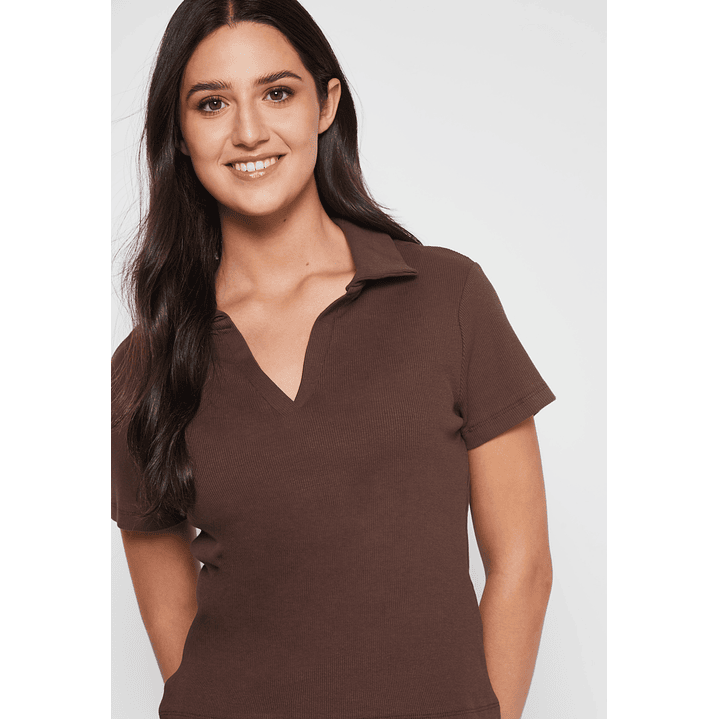 Polera Cuello Mujer Café Familyshop 4