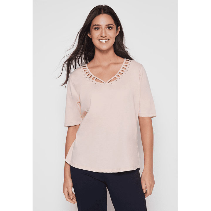 Polera Escocesa Mujer Rosado Familyshop 1