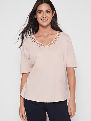 Polera Escocesa Mujer Rosado Familyshop