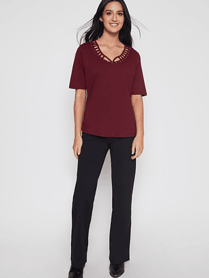 Polera Escocesa Mujer Burdeo Familyshop