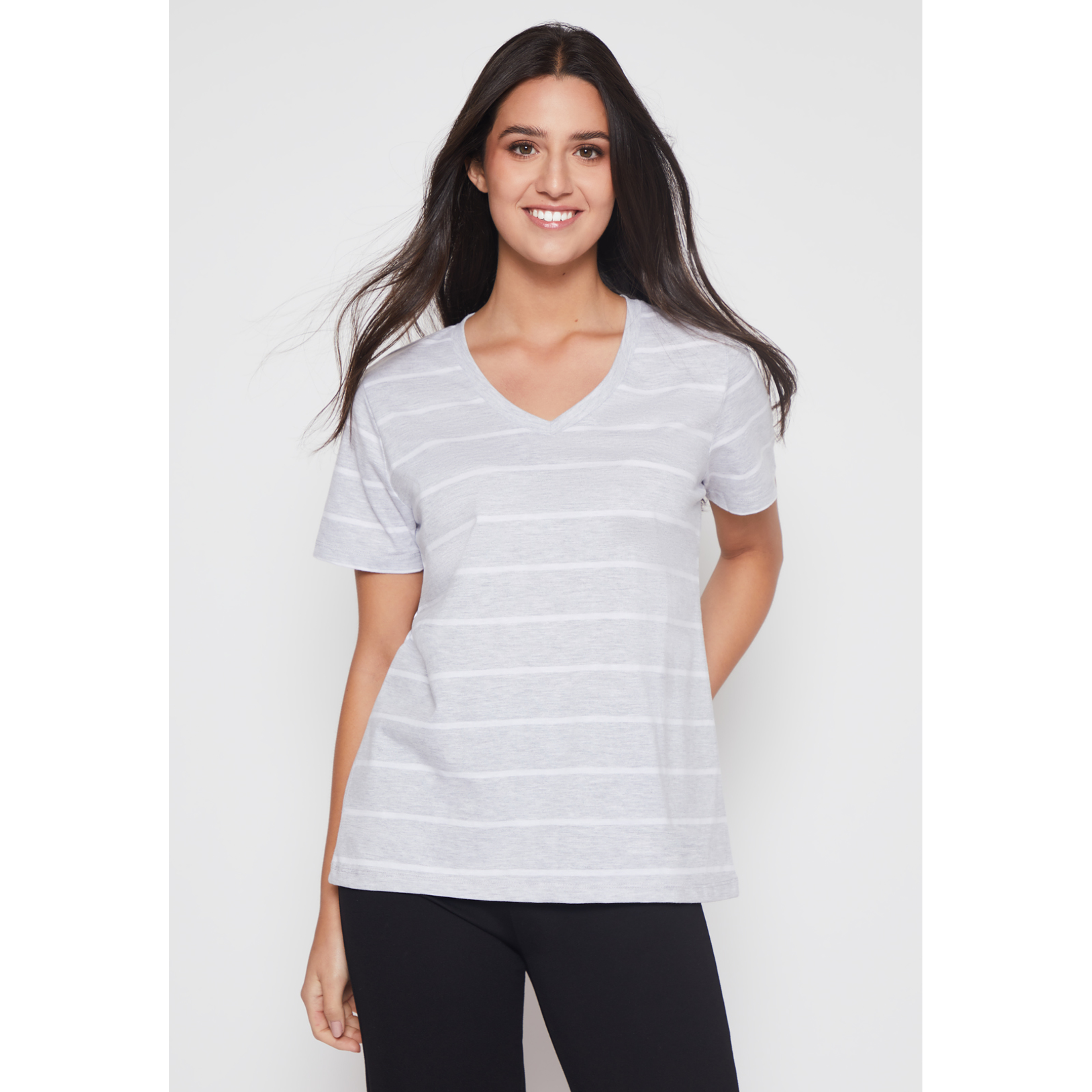 Polera Rayada Mujer Gris Familyshop 2