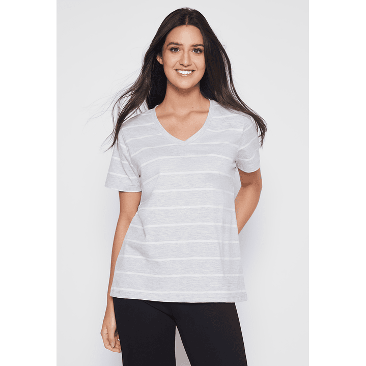 Polera Rayada Mujer Gris Familyshop 2