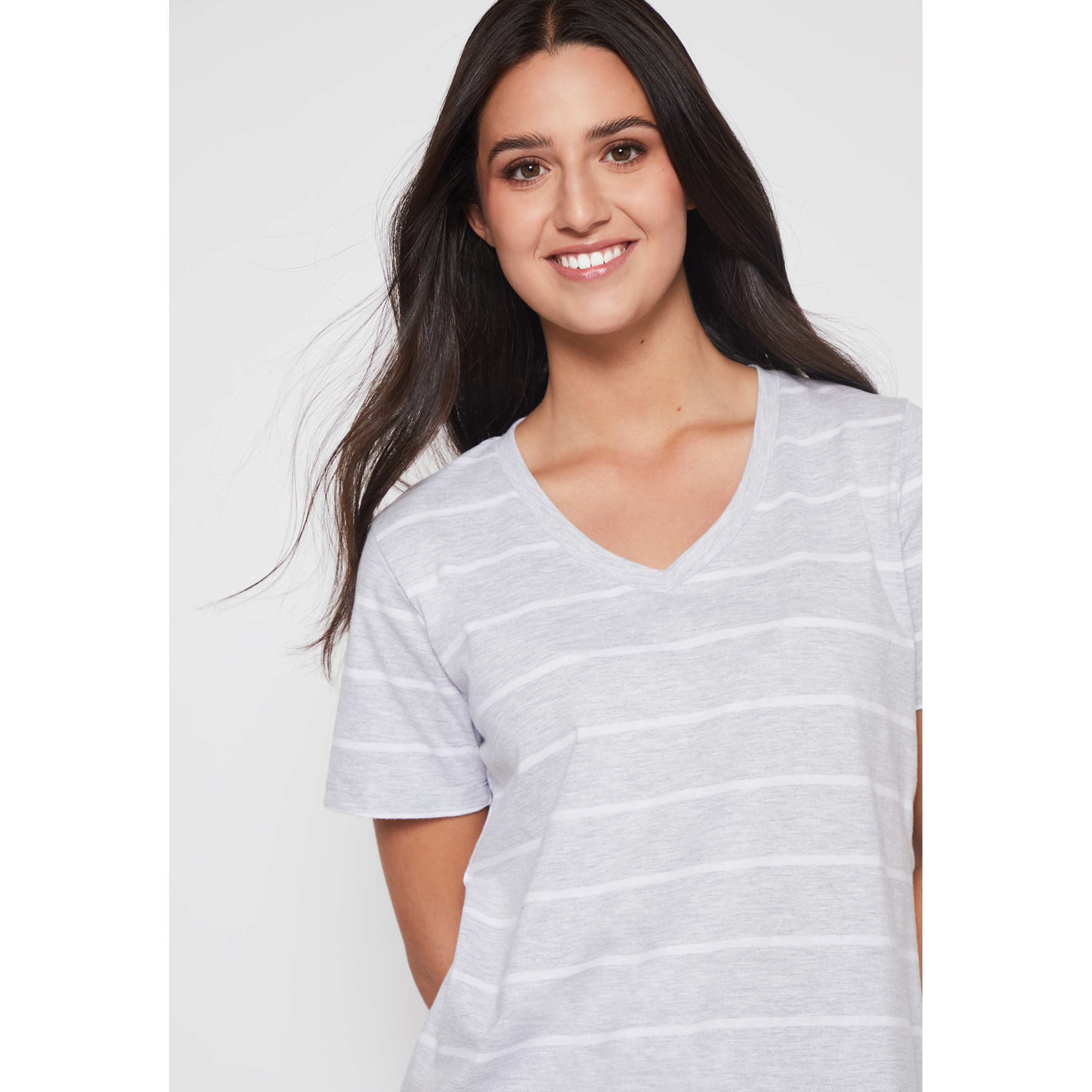 Polera Rayada Mujer Gris Familyshop 5