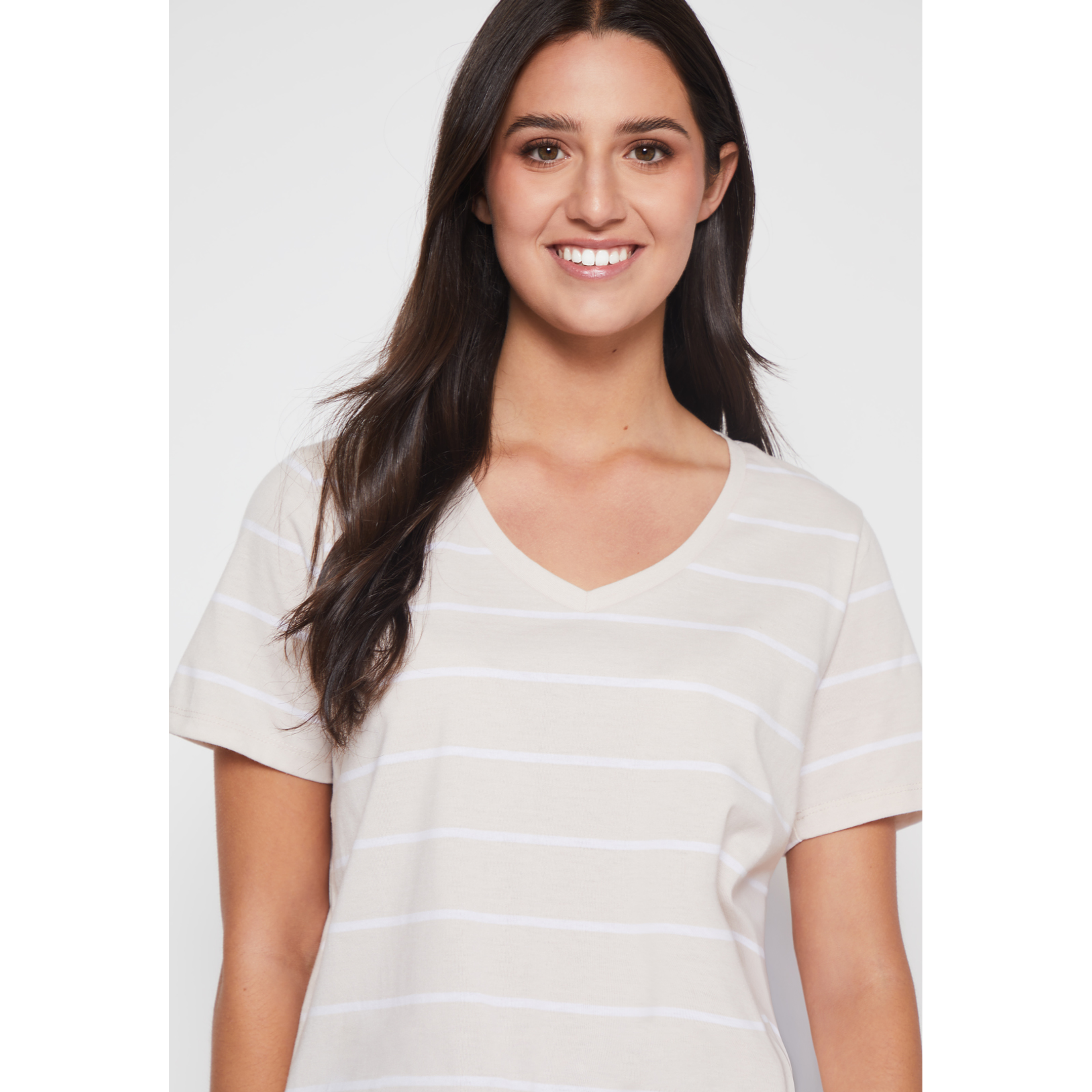 Polera Rayada Mujer Beige Familyshop 3
