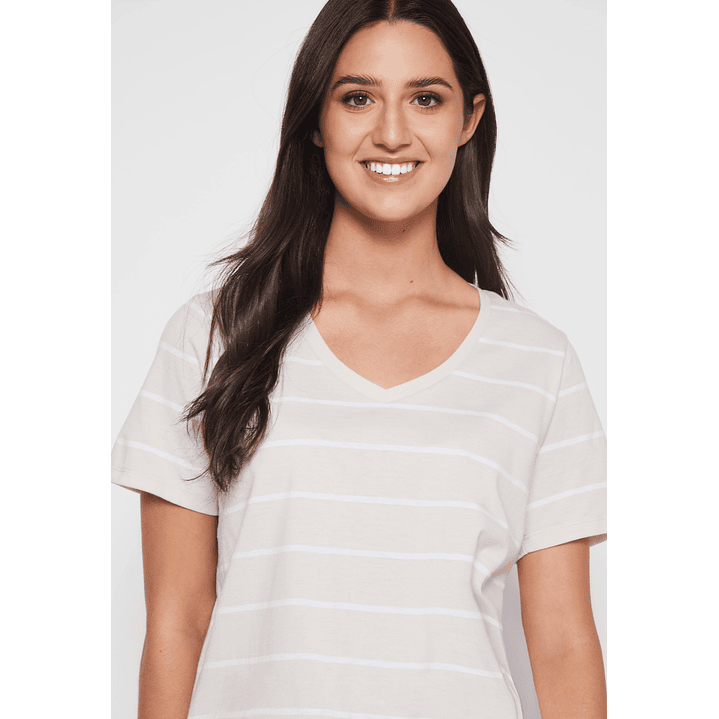 Polera Rayada Mujer Beige Familyshop 3