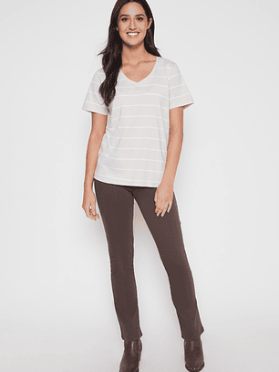 Polera Rayada Mujer Beige Familyshop
