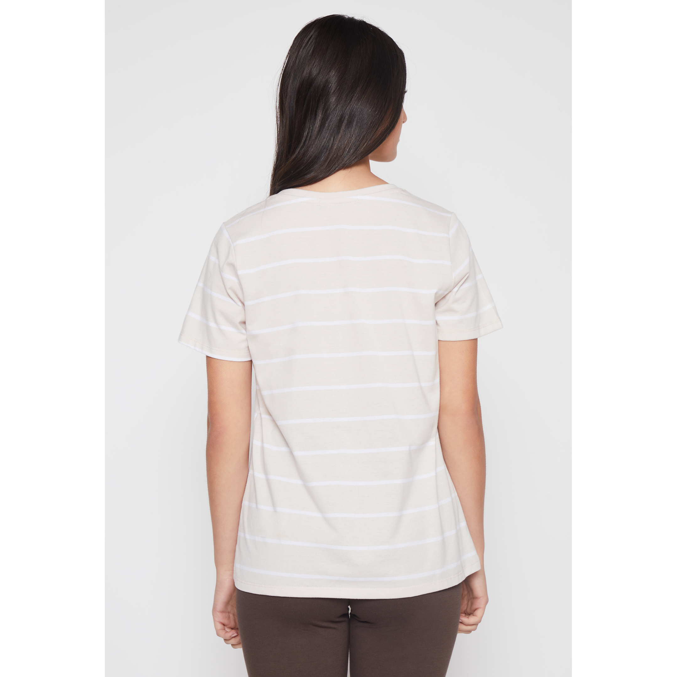 Polera Rayada Mujer Beige Familyshop 4