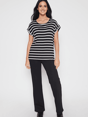 Polera Rayada Mujer Negro Familyshop
