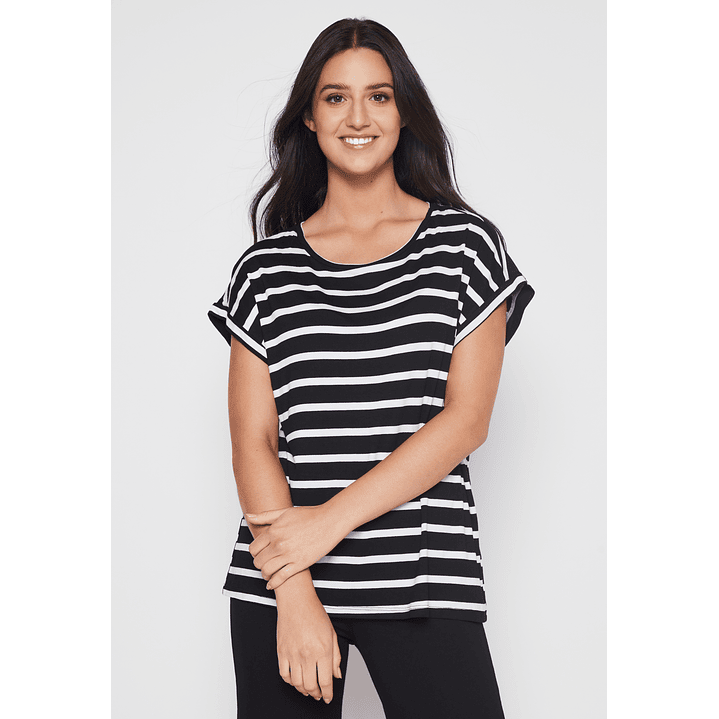 Polera Rayada Mujer Negro Familyshop 1