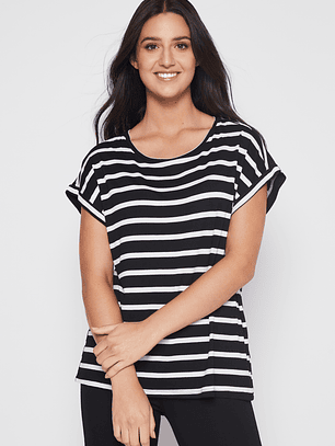 Polera Rayada Mujer Negro Familyshop