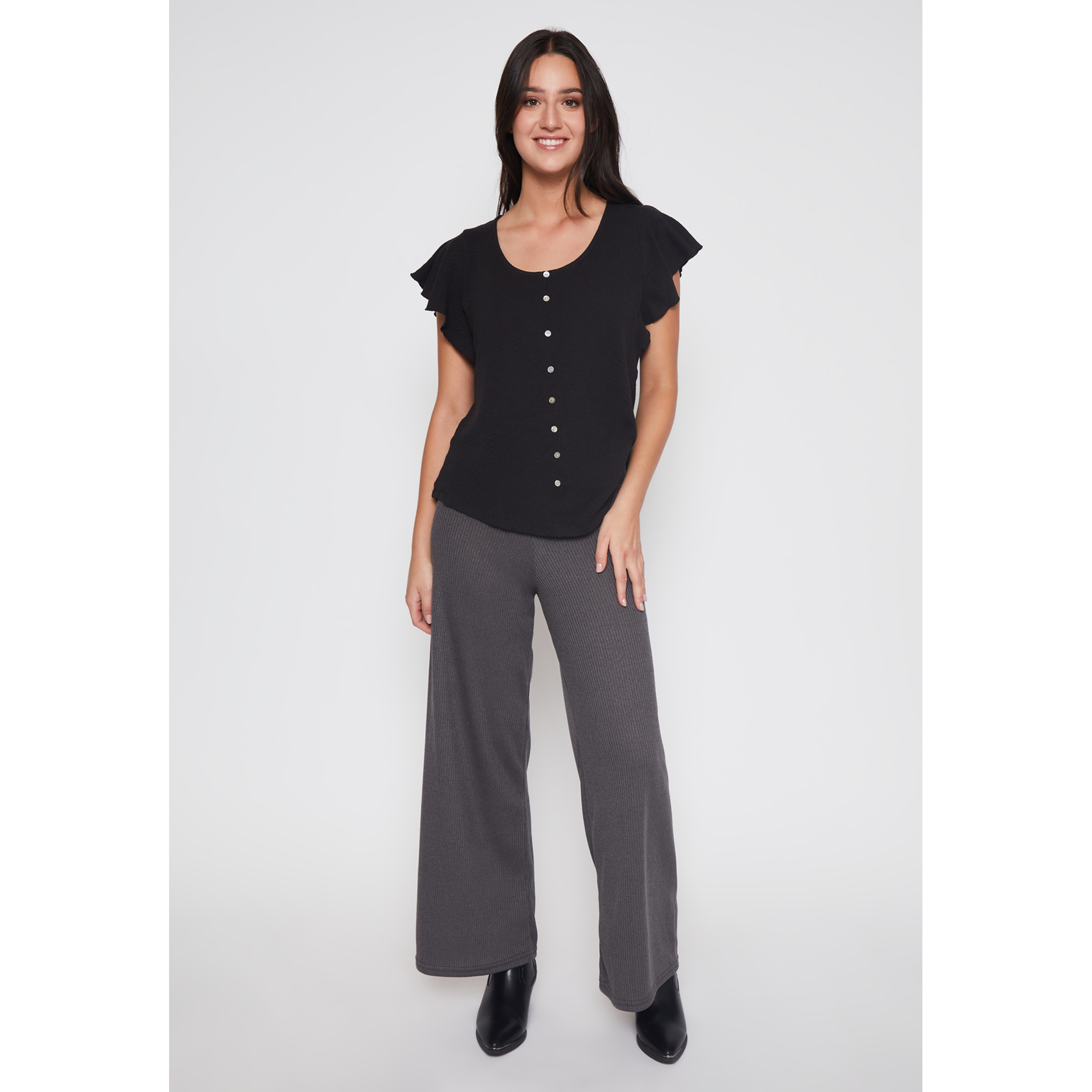 Pantalón Wide Leg Mujer Gris Familyshop 2
