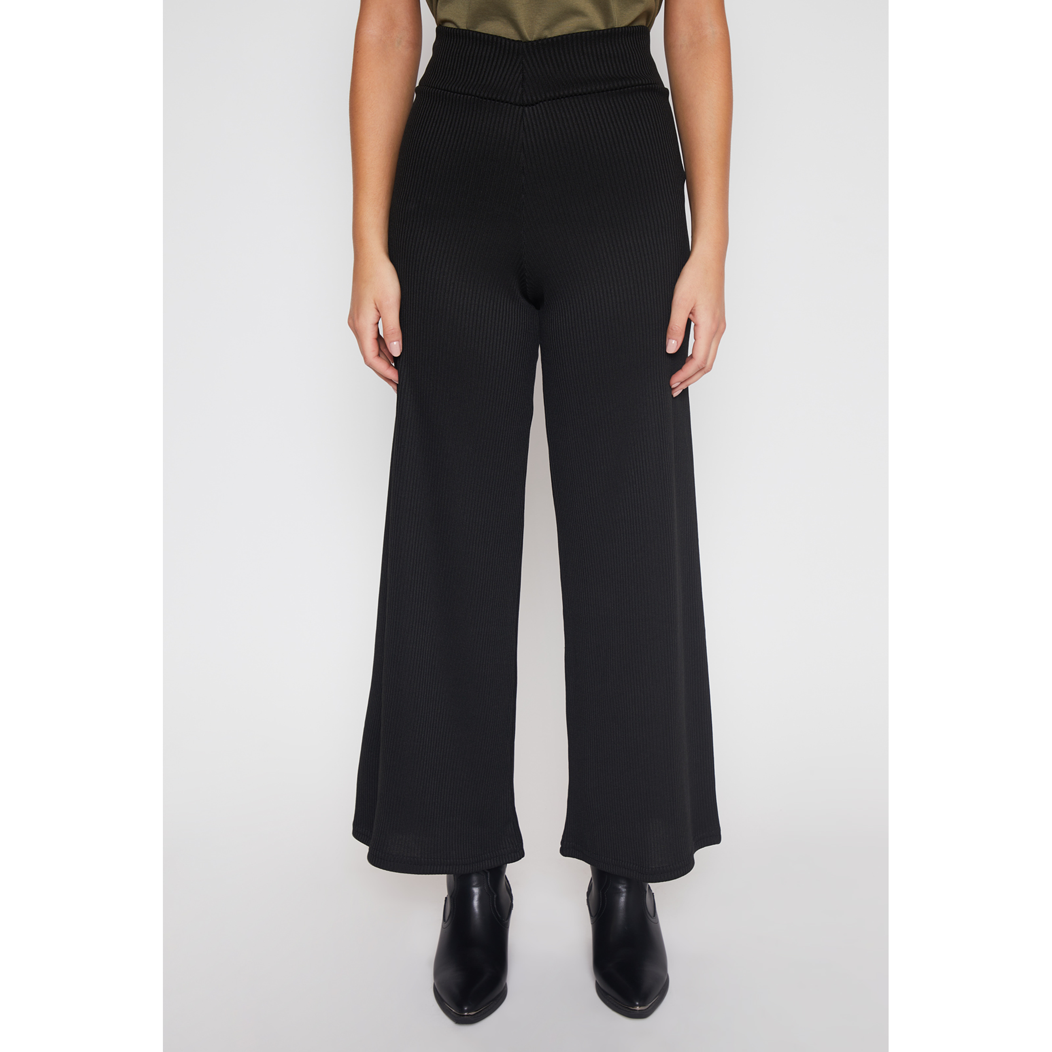 Pantalón Wide Leg Tejido Mujer Negro Familyshop 1