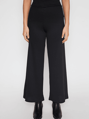 Pantalón Wide Leg Tejido Mujer Negro Familyshop