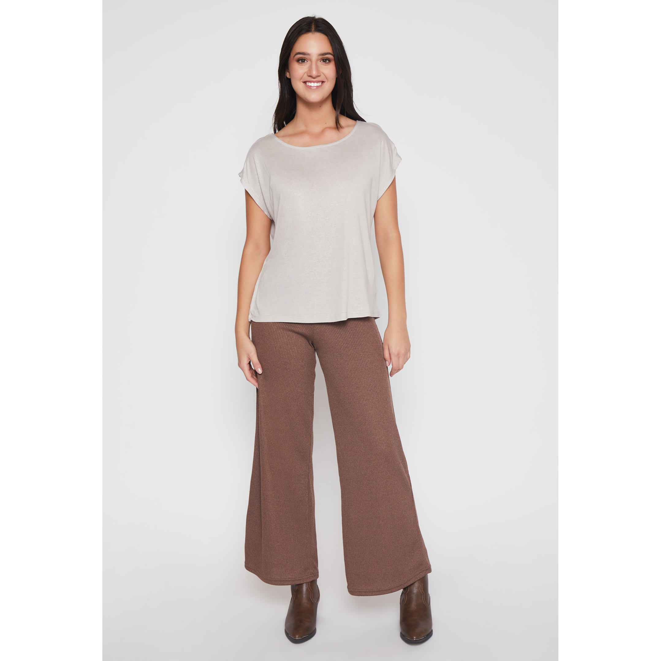 Pantalón Wide Leg Mujer Café Familyshop 2