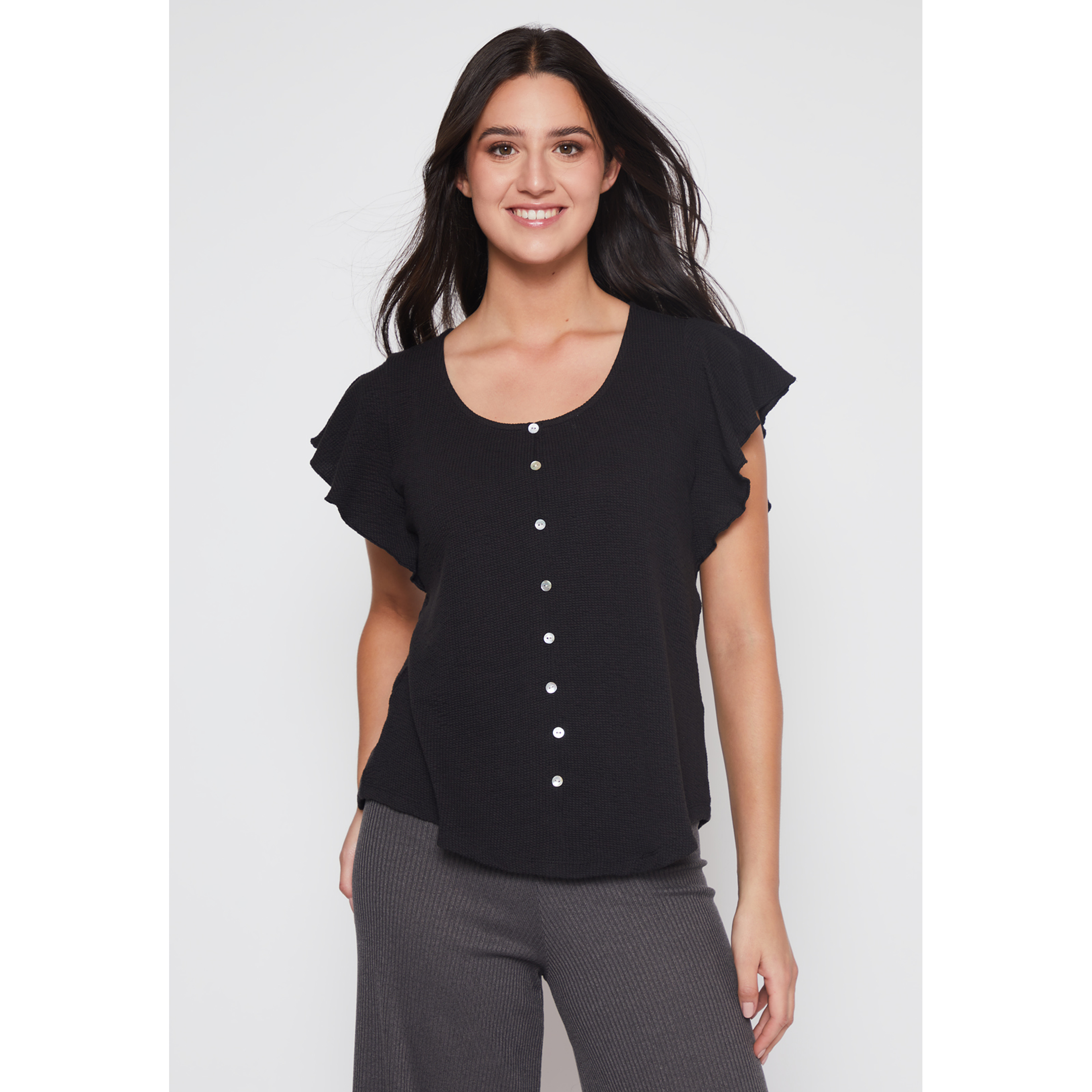 Polera Vuelo Mujer Negro Familyshop 1