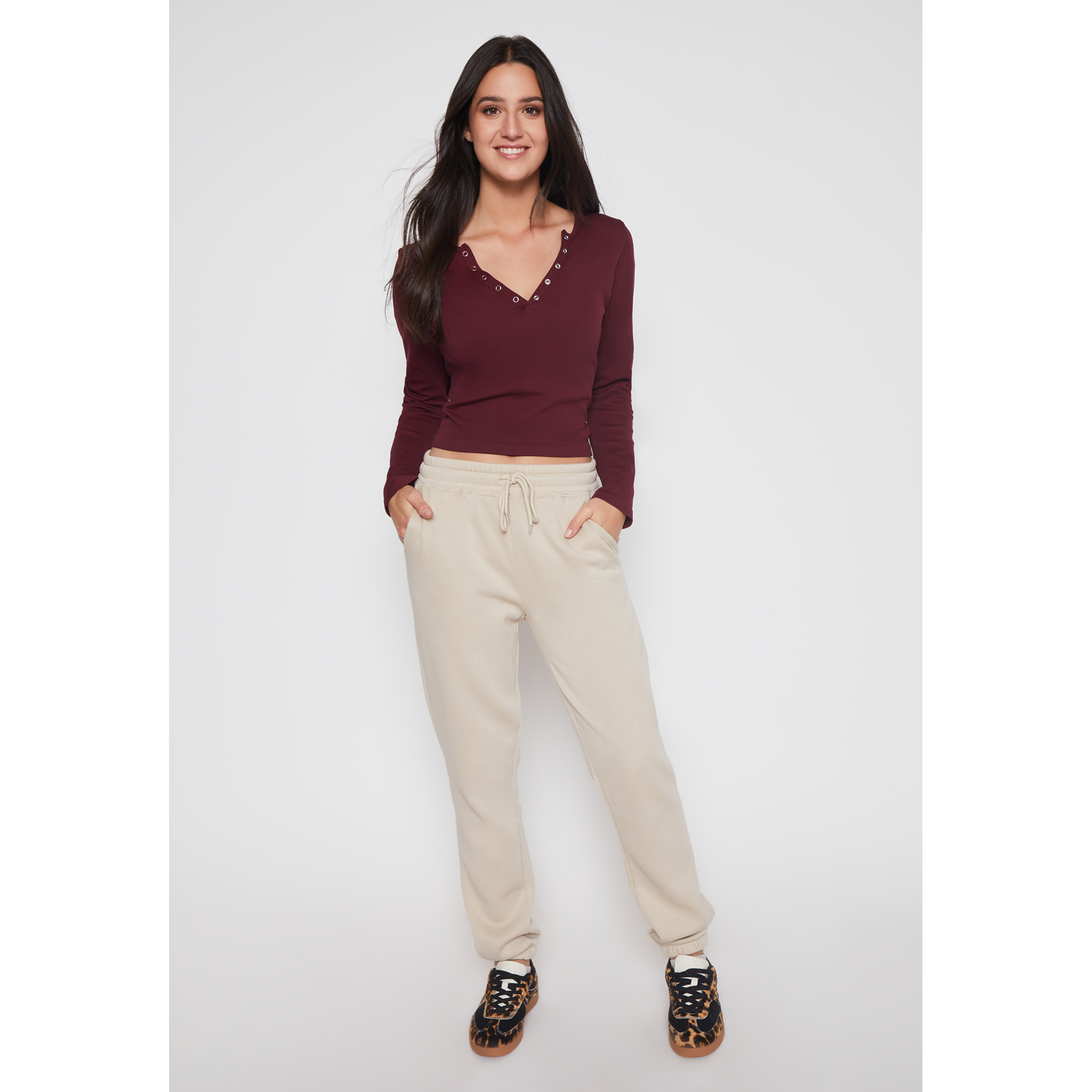 Pantalón Buzo Basic Low Mujer Beige Familyshop 2