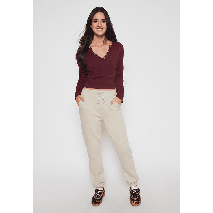 Pantalón Buzo Basic Low Mujer Beige Familyshop 2