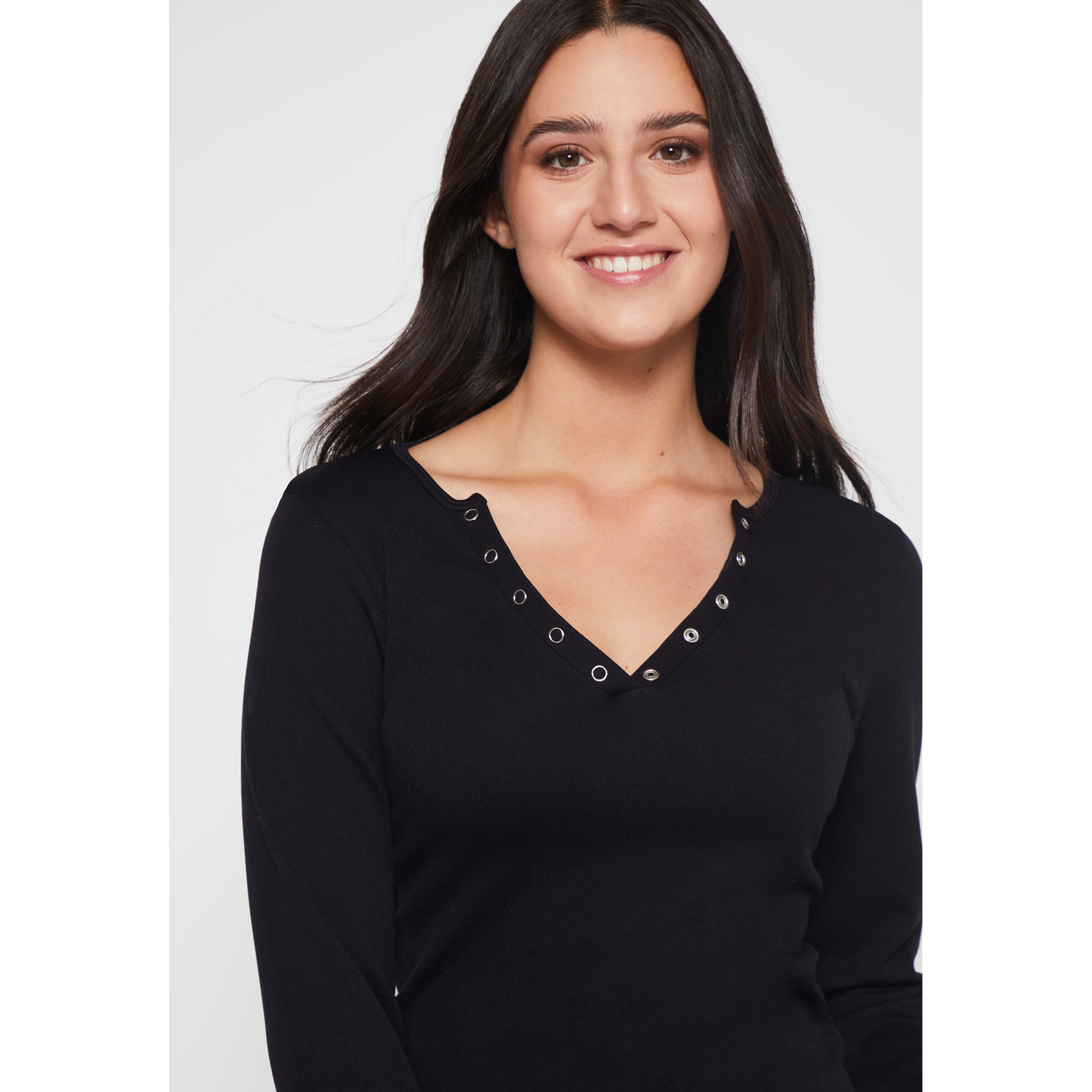 Polera SeamLess Broches Mujer Negro Familyshop 3