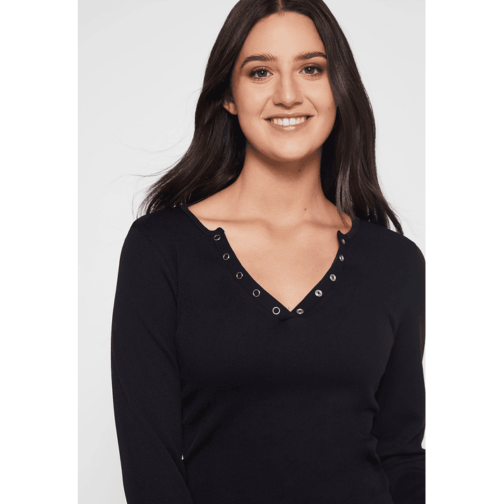 Polera SeamLess Broches Mujer Negro Familyshop 3