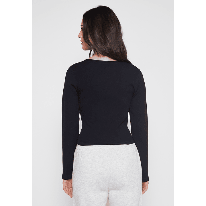 Polera SeamLess Broches Mujer Negro Familyshop 4