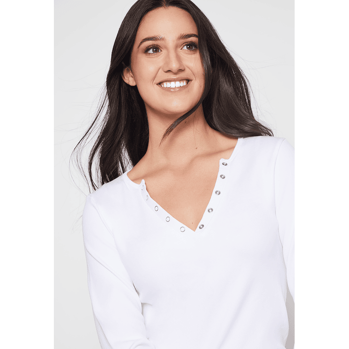 Polera SeamLess Broches Mujer Blanco Familyshop 3