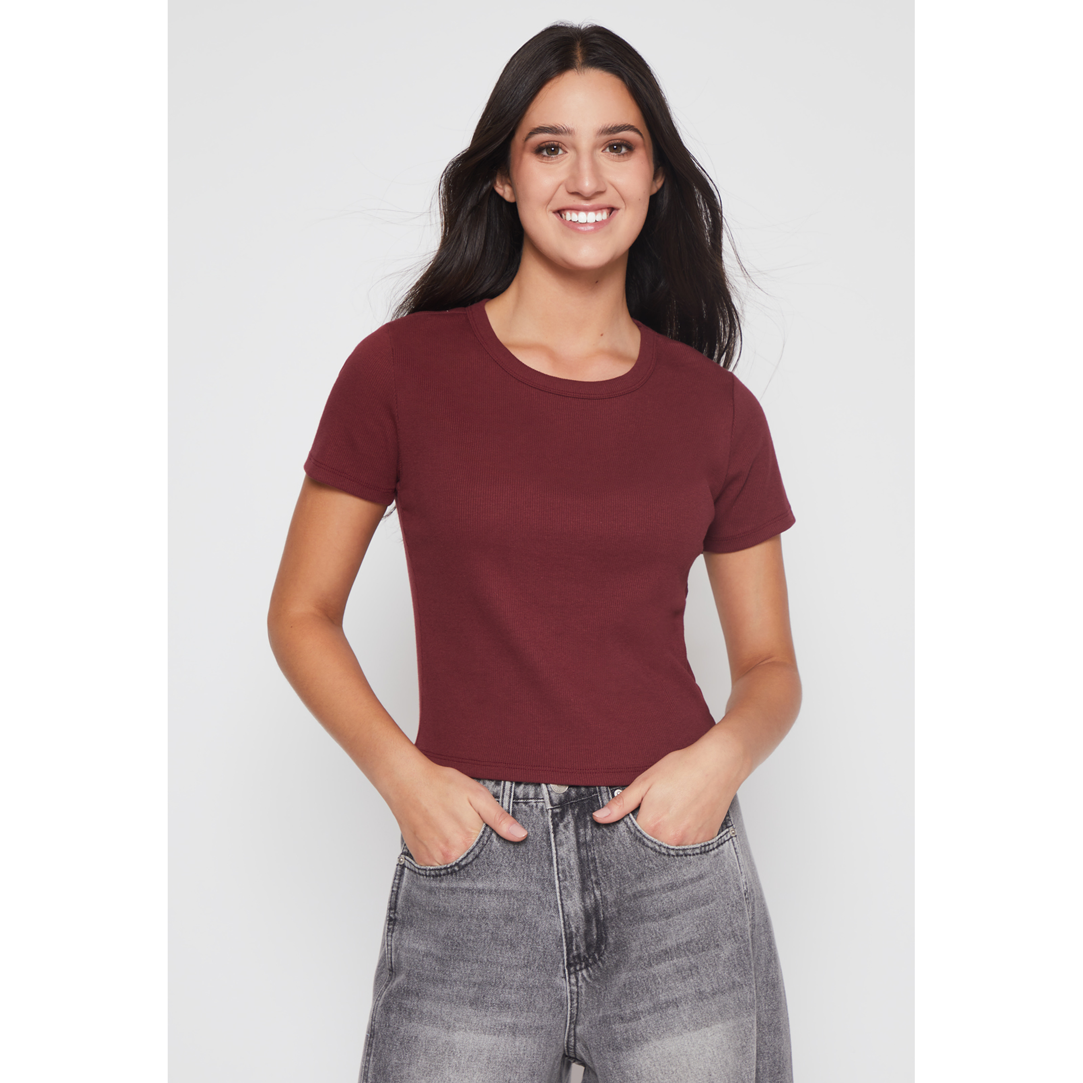 Polera Clásica Mujer Burdeo Familyshop 1