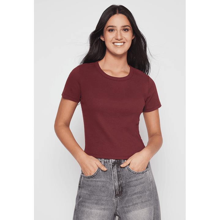 Polera Clásica Mujer Burdeo Familyshop 1