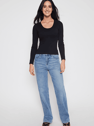 Polera SeamLess Manga Larga Mujer Negro Familyshop