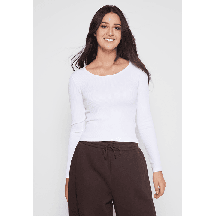 Polera SeamLess Manga Larga Mujer Blanco Familyshop 1
