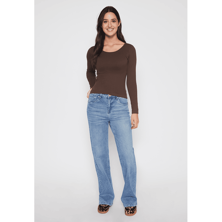 Polera SeamLess Manga Larga Mujer Café Familyshop 2