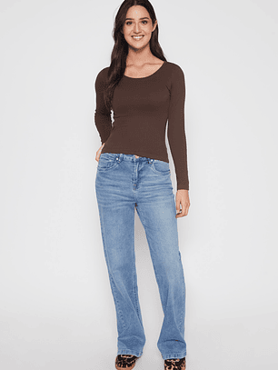 Polera SeamLess Manga Larga Mujer Café Familyshop