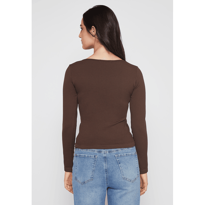 Polera SeamLess Manga Larga Mujer Café Familyshop 4