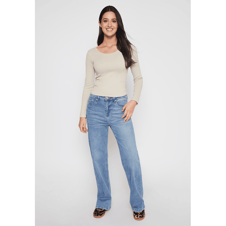 Polera SeamLess Manga Larga Mujer Beige Familyshop 2