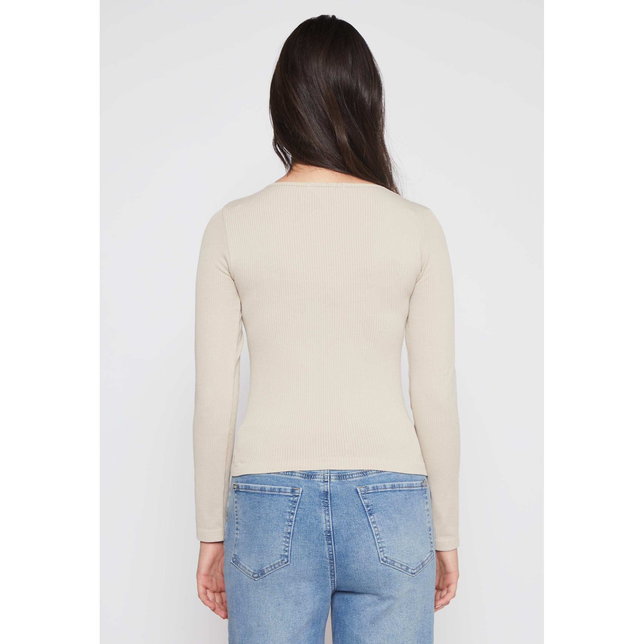 Polera SeamLess Manga Larga Mujer Beige Familyshop 3