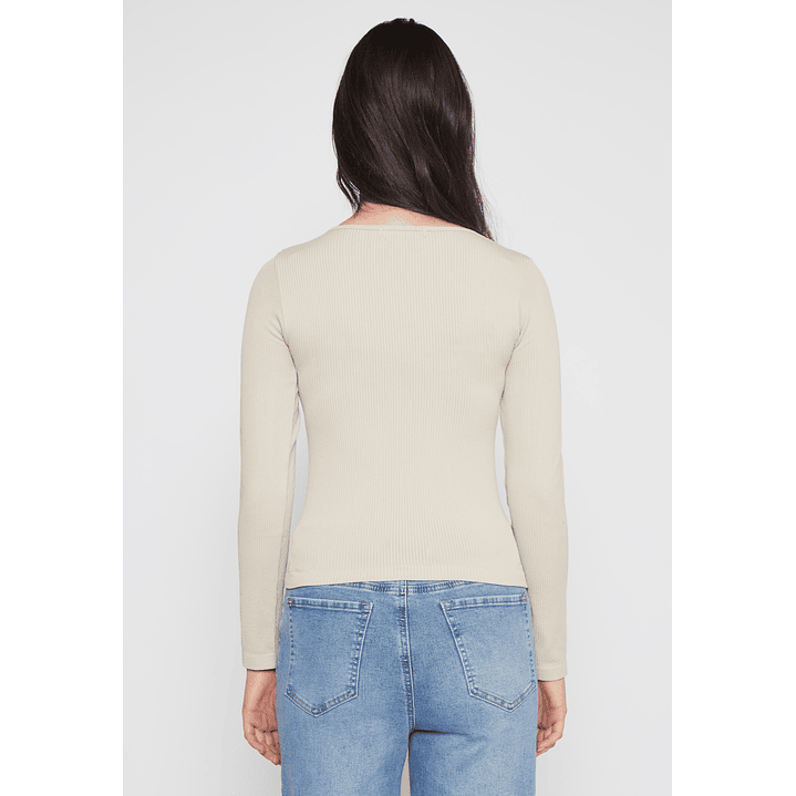 Polera SeamLess Manga Larga Mujer Beige Familyshop 3
