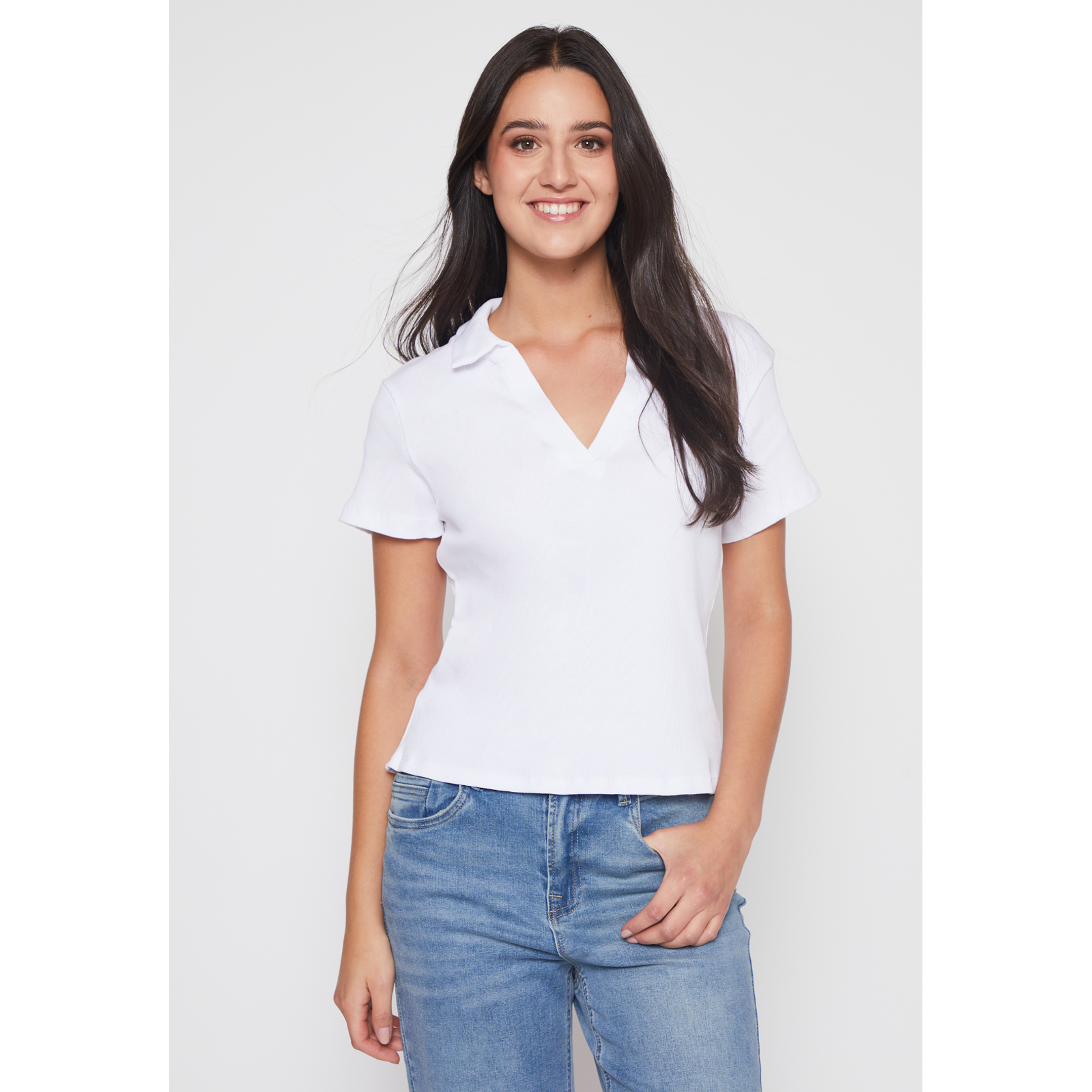 Polera Cuello Mujer Blanco Familyshop 1