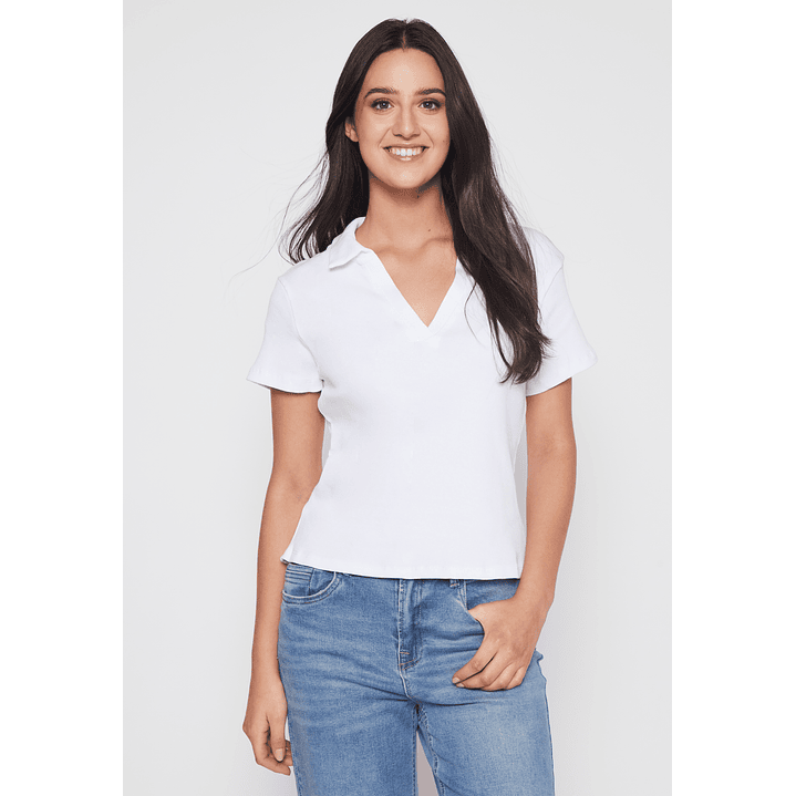 Polera Cuello Mujer Blanco Familyshop 1