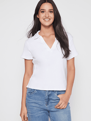 Polera Cuello Mujer Blanco Familyshop