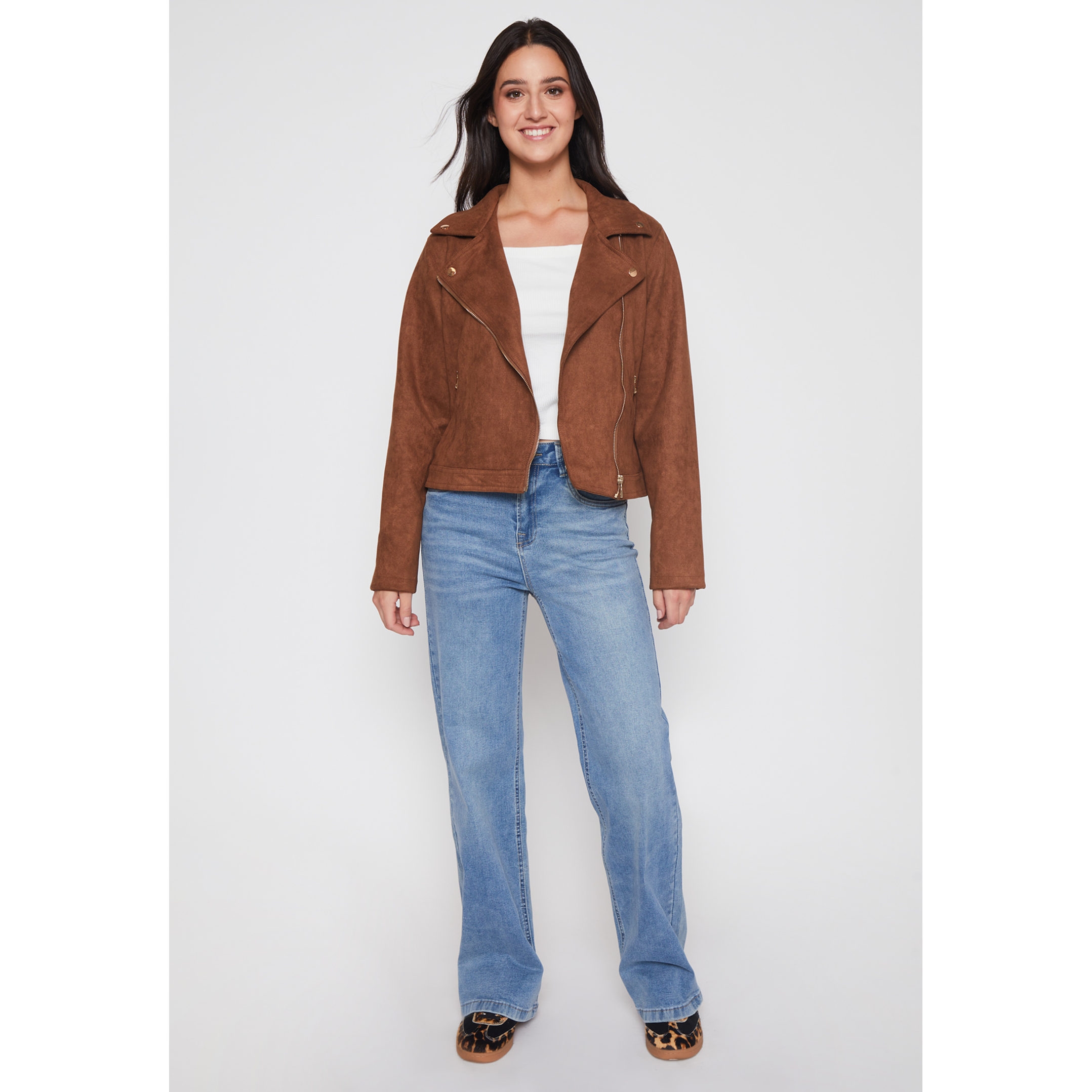 Chaqueta Biker Mujer Camel Familyshop 2