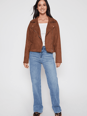 Chaqueta Biker Mujer Camel Familyshop