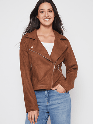 Chaqueta Biker Mujer Camel Familyshop