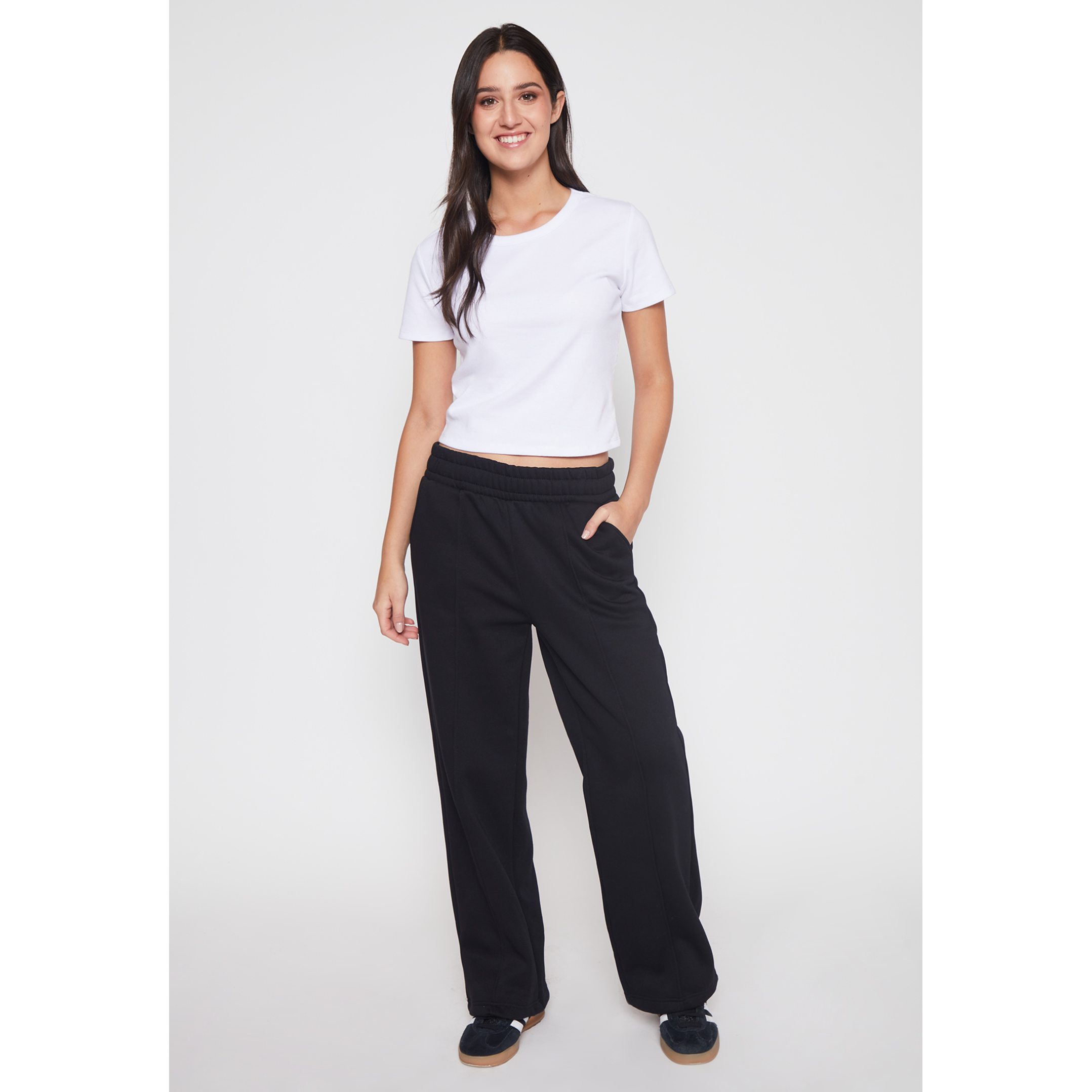 Pantalón Buzo Wide Leg Recto Mujer Negro Familyshop 2