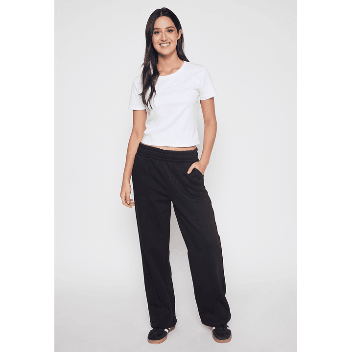 Pantalón Buzo Wide Leg Recto Mujer Negro Familyshop 2