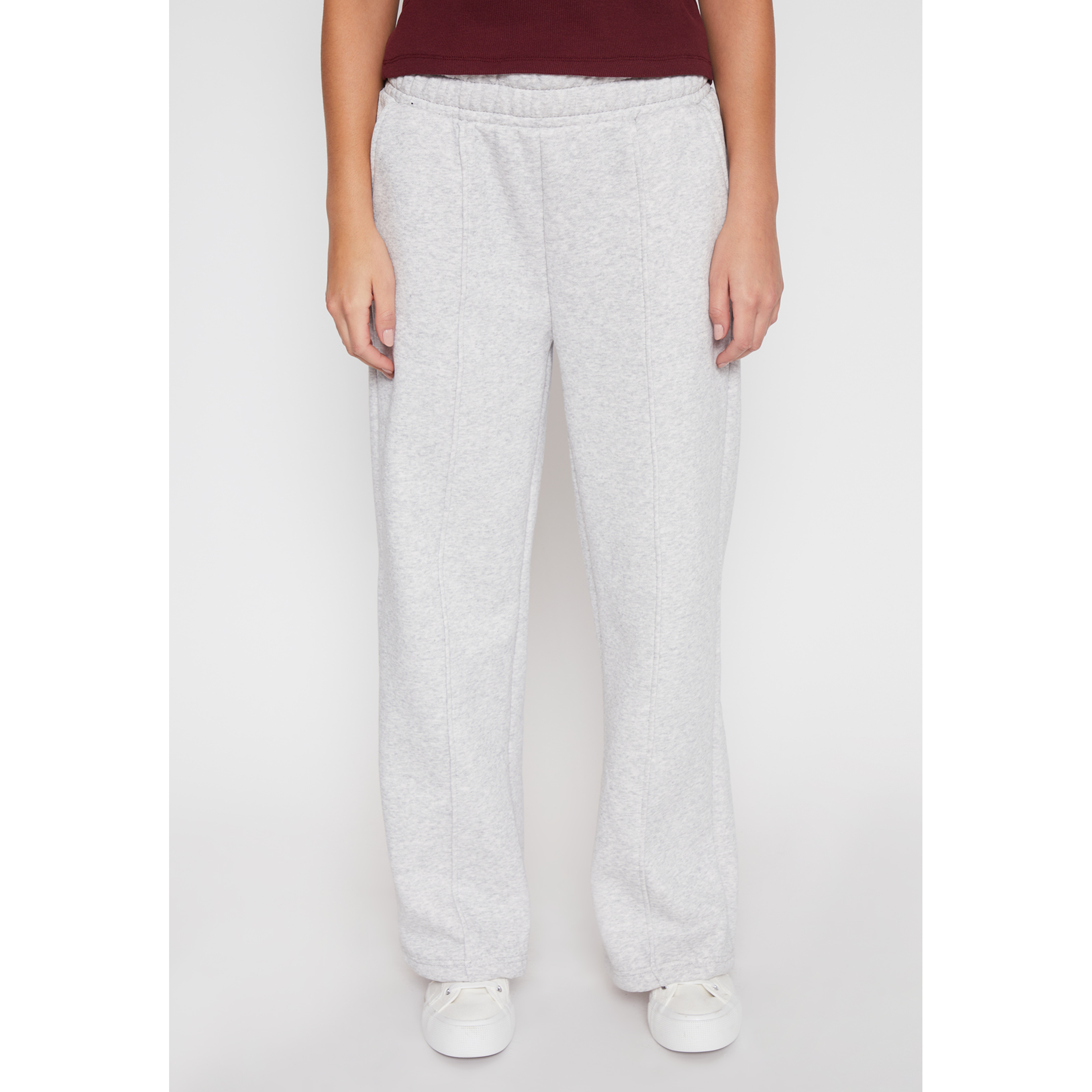 Pantalón Buzo Wide Leg Recto Mujer Gris Familyshop 1