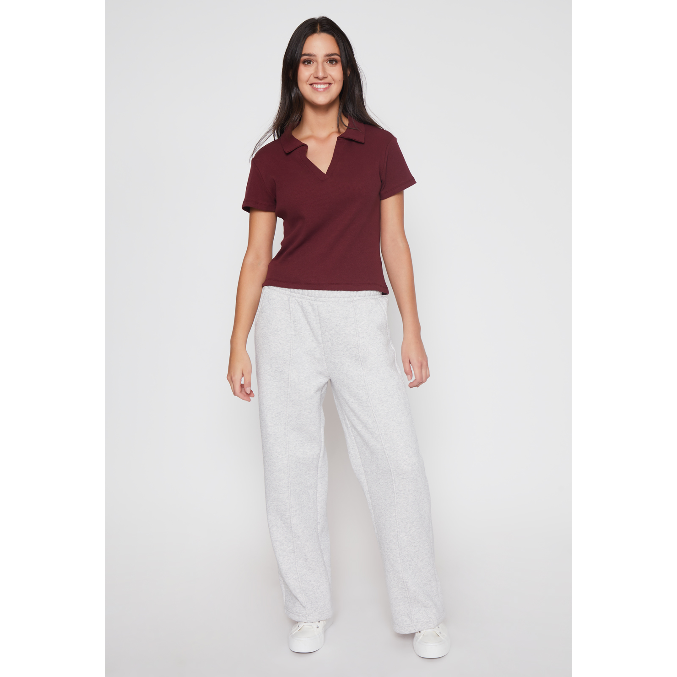 Pantalón Buzo Wide Leg Recto Mujer Gris Familyshop 2