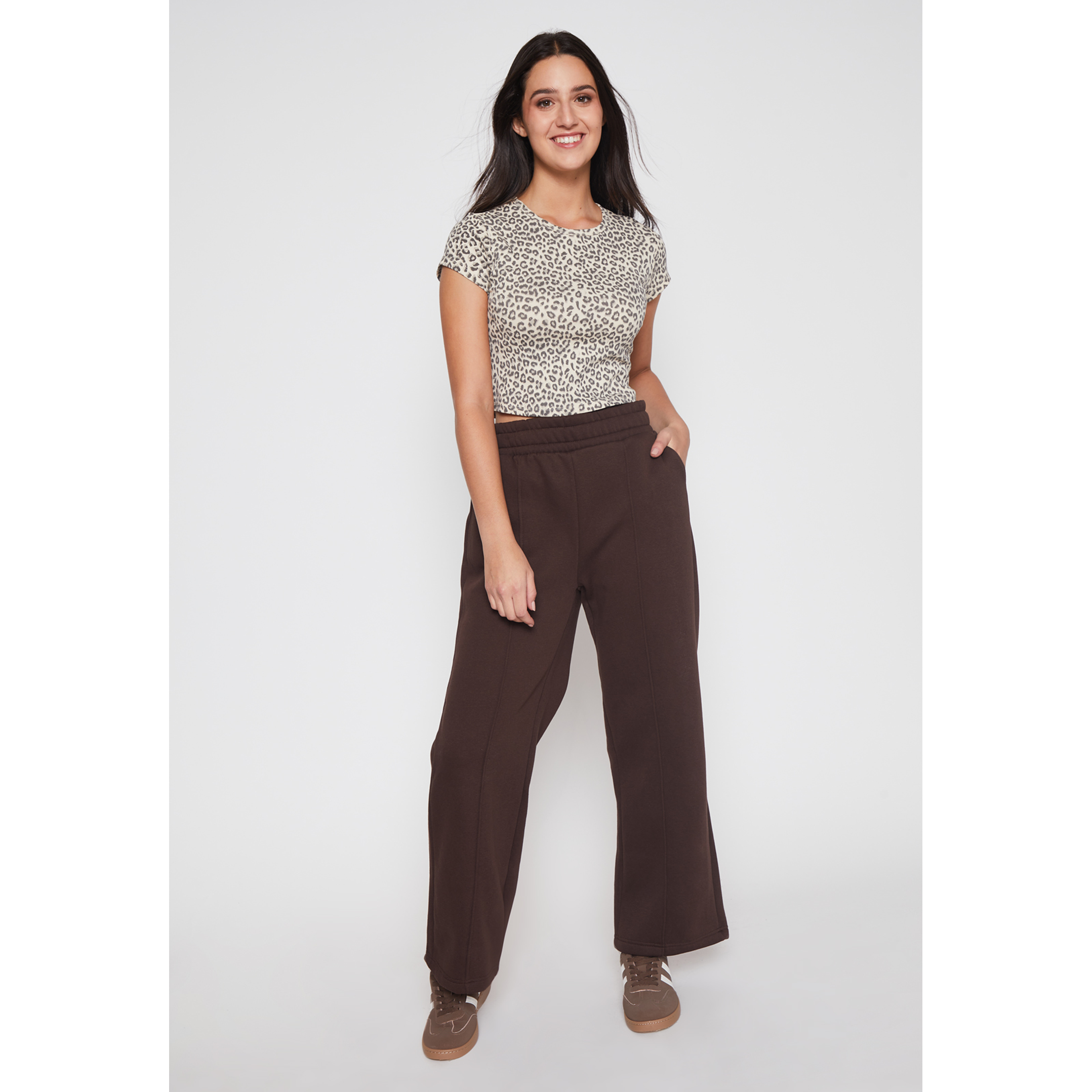 Pantalón Buzo Wide Leg Recto Mujer Café Familyshop 2