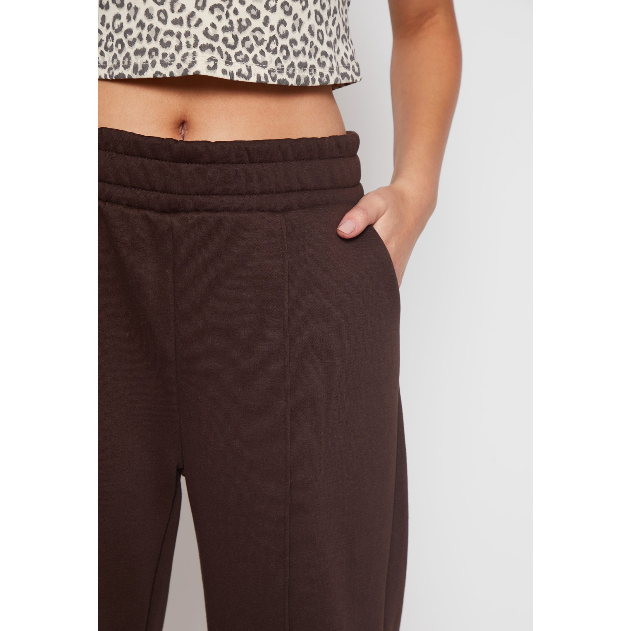 Pantalón Buzo Wide Leg Recto Mujer Café Familyshop 4