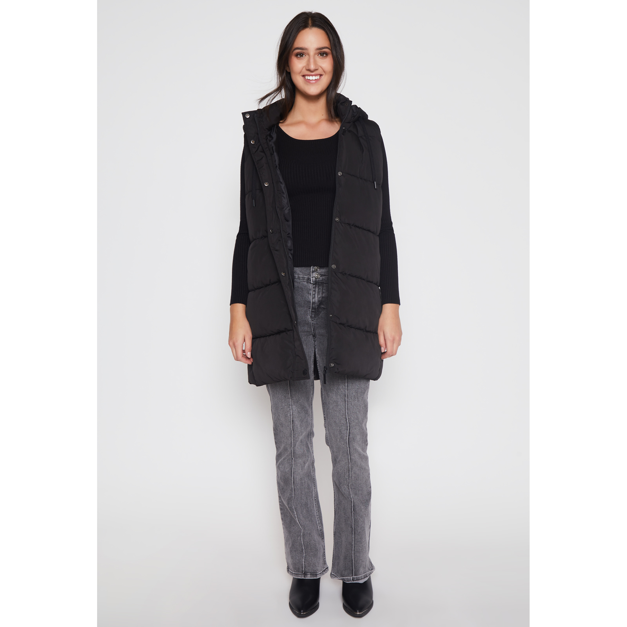 Parka Franjas Mujer Negro Familyshop 2