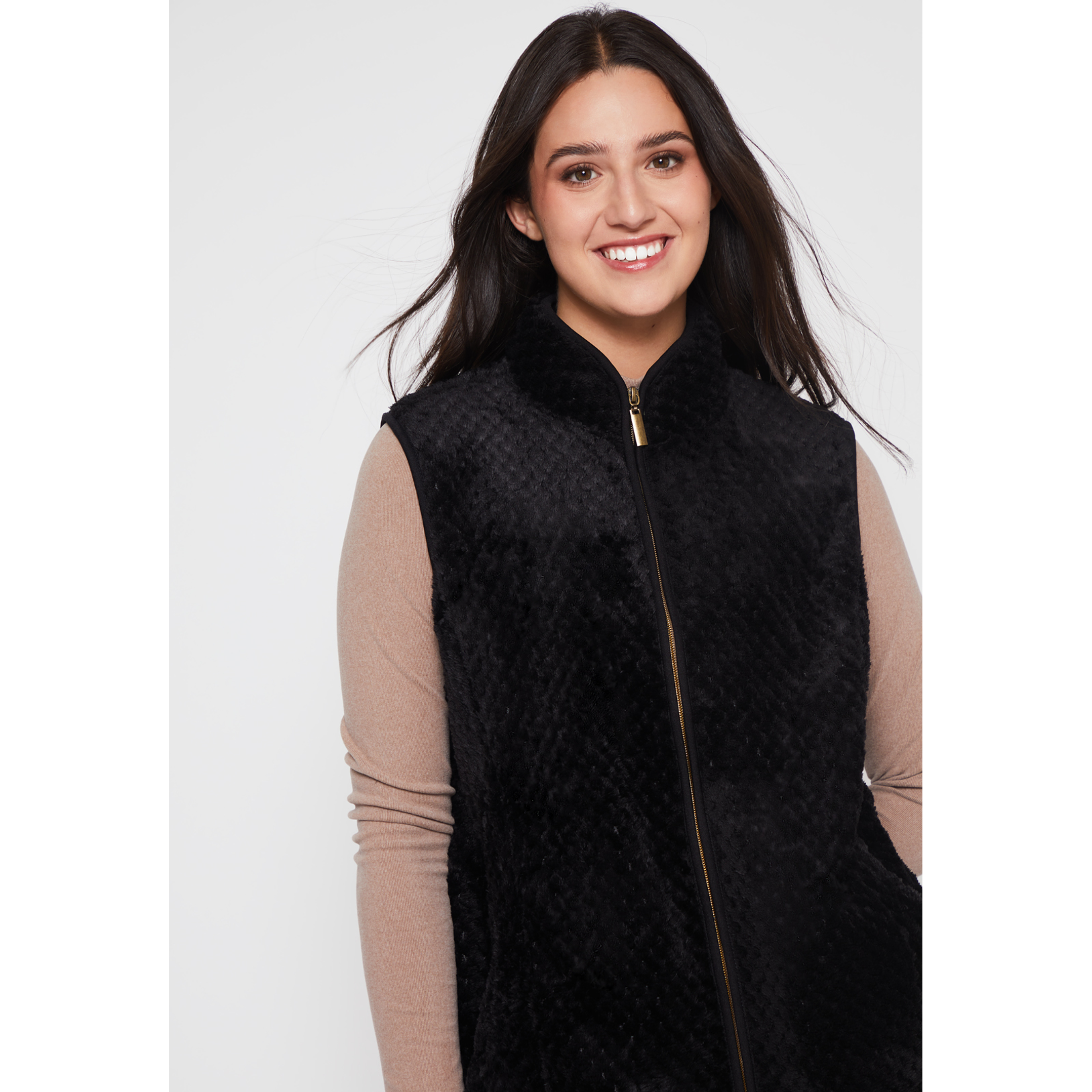 Polar Peludo Sin Manga Mujer Negro Familyshop 4